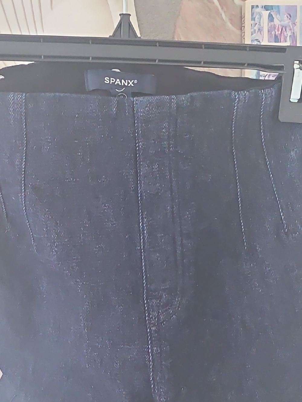 SPANX Indigo Pull On Cropped Wide Leg Jeans Elastic Waistband Top. Size S NWOT - Picture 4 of 7